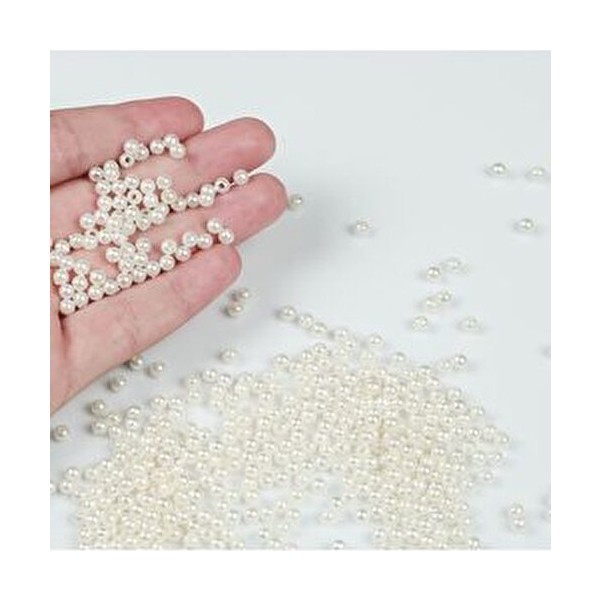 Hobimos 500 Adet 4 mm Krem Inci Boncuk - 4 mm Krem Plastik Inci Boncuk Diğer Fiyatı