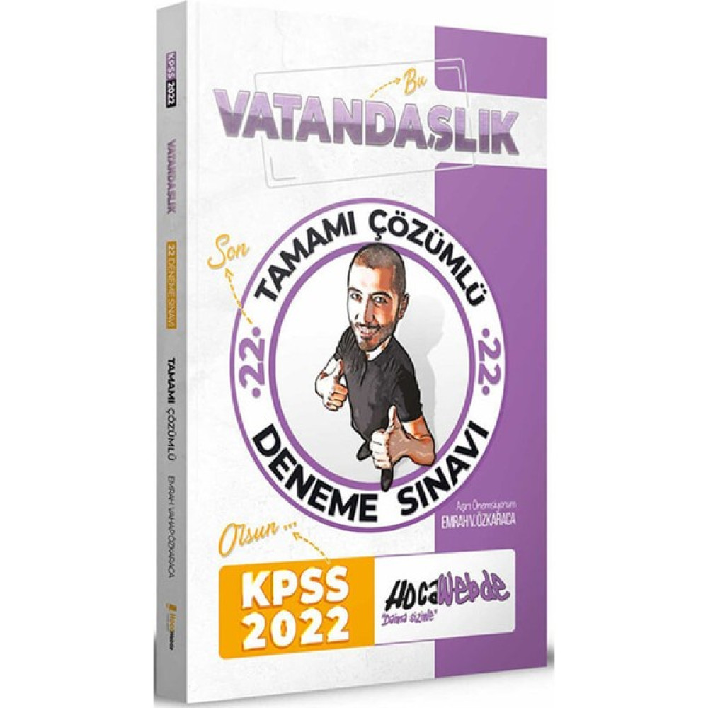 Hocawebde Yayınları 2022 KPSS Vatandaşlık Tamamı Çözümlü 22 Deneme KPSS Fiyatı