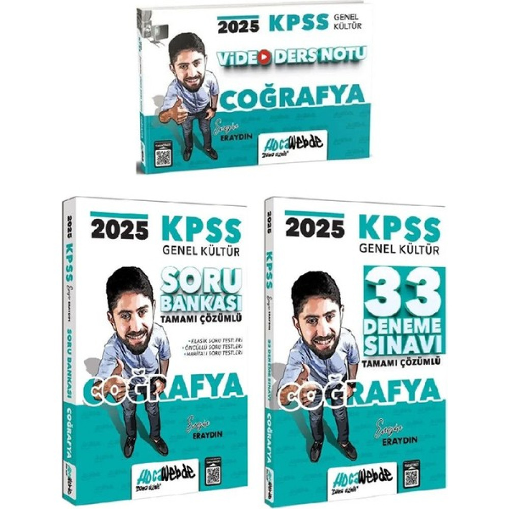 Hocawebde Yayınları 2025 Kpss Coğrafya Video Ders Notu + Soru Bankası + 33 Deneme 3 Lü Set - Engin Eraydın Ders Sınav Kitapları Fiyatı