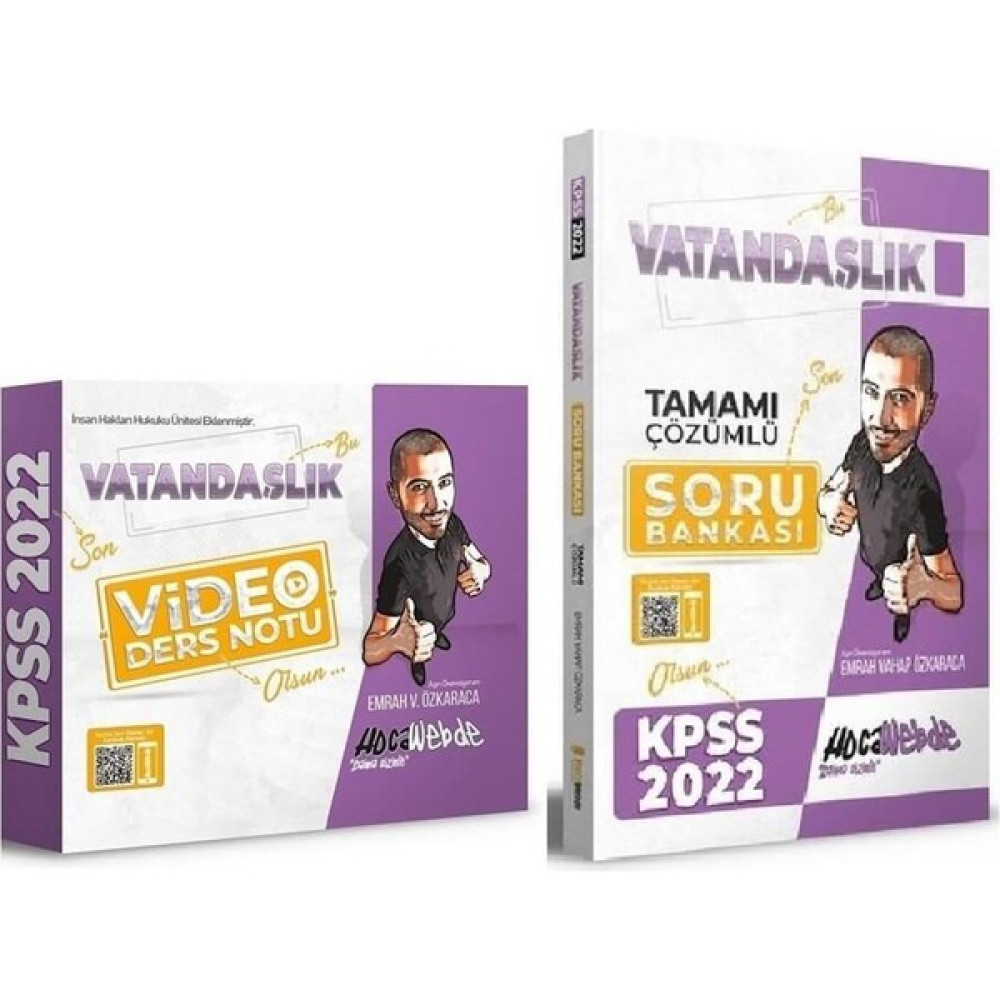 Hocawebte Yayınları 2022 KPSS Vatandaşlık Video Ders Notu + Soru Bankası 2 Li Set KPSS Fiyatı
