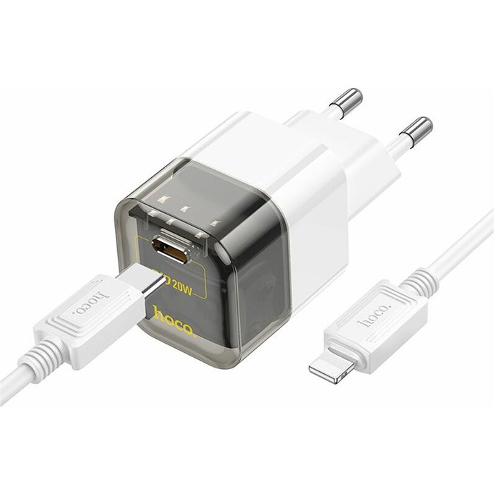 Hoco C131A Platinum PD30W+QC3.0 Girişli Hızlı Şarj Başlığı ve Type-C To iPhone Lightning Kablo - Siyah Bilgisayar Çevirici ve Adaptörü Fiyatı