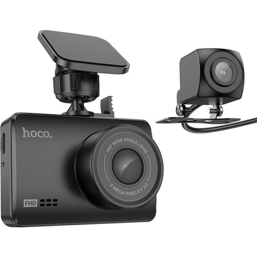 Hoco Dv3 Dijital Ekran 1080P Çift Kamera Araç Dvr Sürüş Kaydedici Kamera - Siyah Oto Görüntü Sistemleri Fiyatı