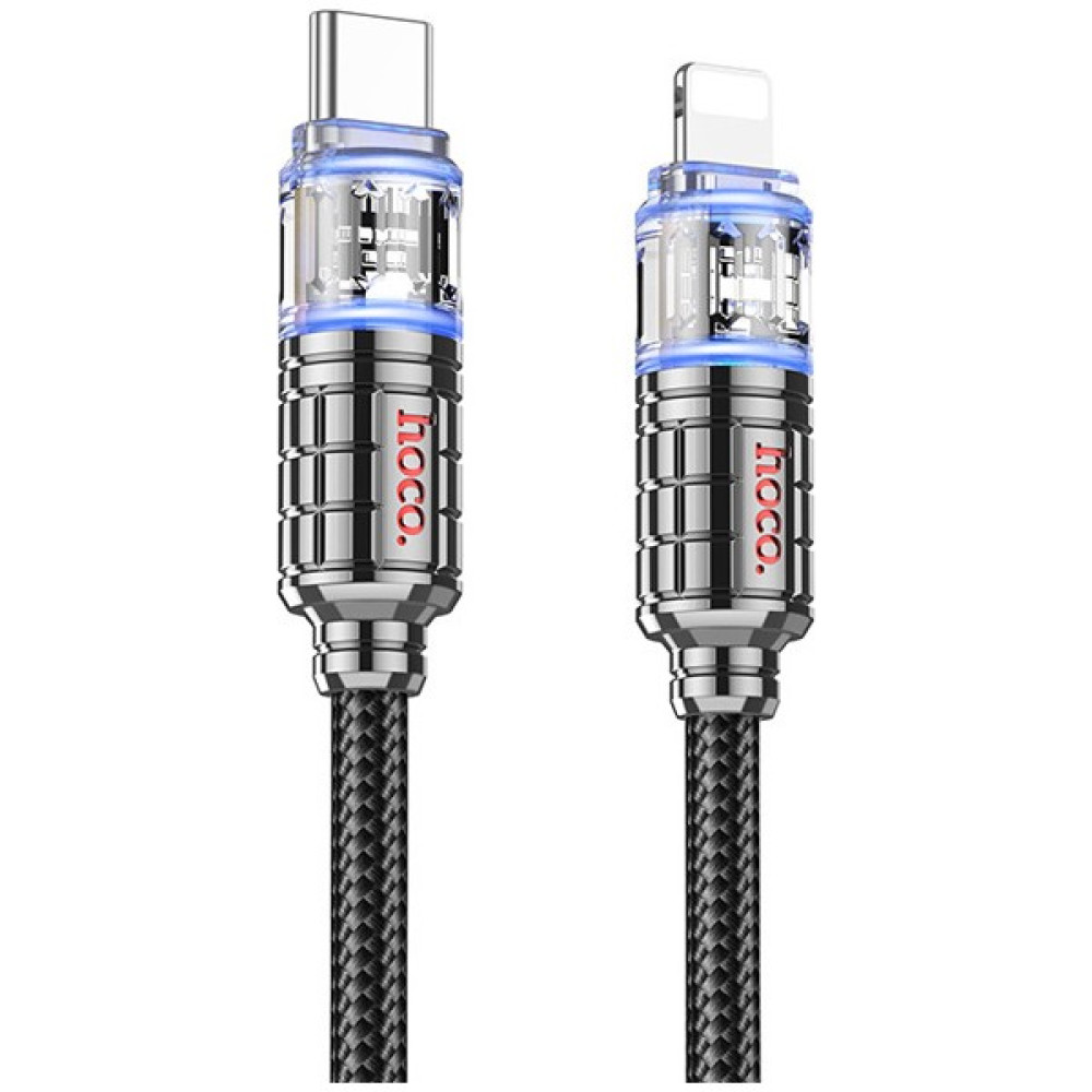 Hoco U122 Kristal Uç 27W Type-C To iPhone Lightning Hızlı Data ve Şarj Kablosu - Siyah Cep Telefonu Kablosu Fiyatı