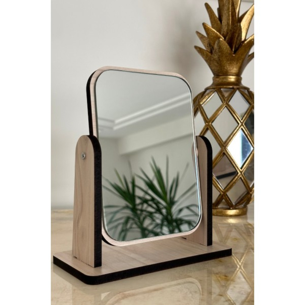 Hodaf El Aynası Masa Aynası Makyaj Aynası Dekoratif Ayarlanabilir Kare Makeup Ayna 18 cm - Krem Ayna Fiyatı