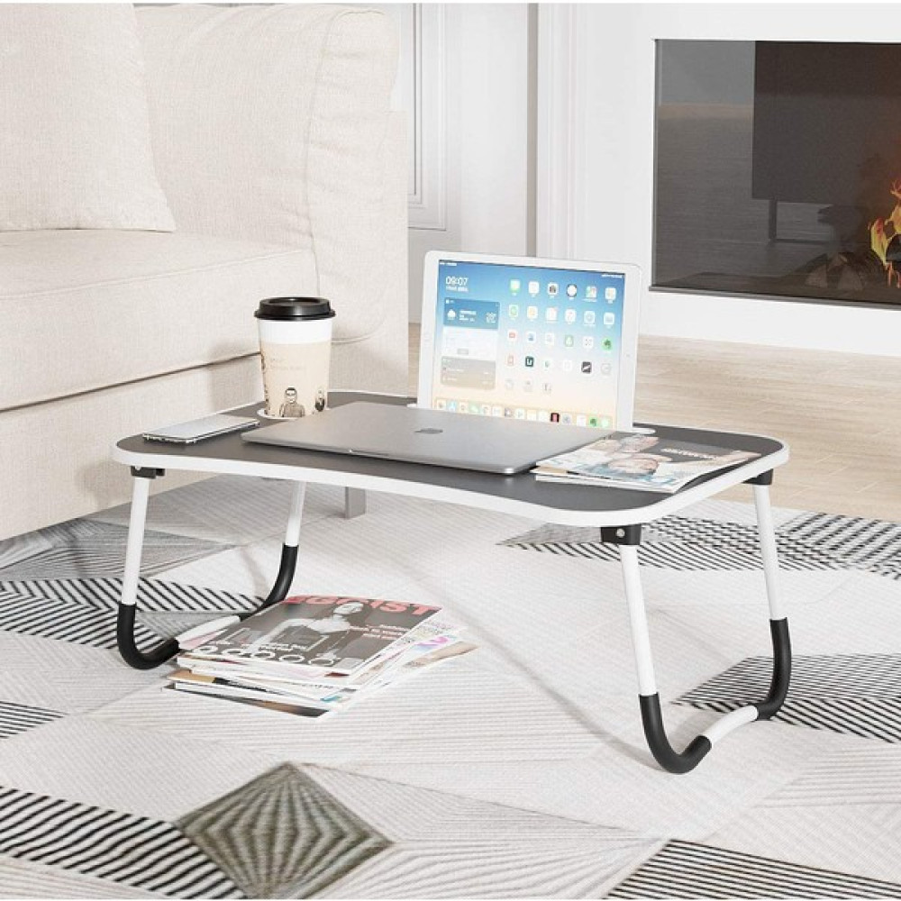 Hodbehod Katlanır Koltuk Yatak Üstü Laptop Tablet Çalışma Laptop Masası Sehpası - Y: 28 cm D: 60 cm G: 40 cm - Gri - Beyaz Sehpa Fiyatı