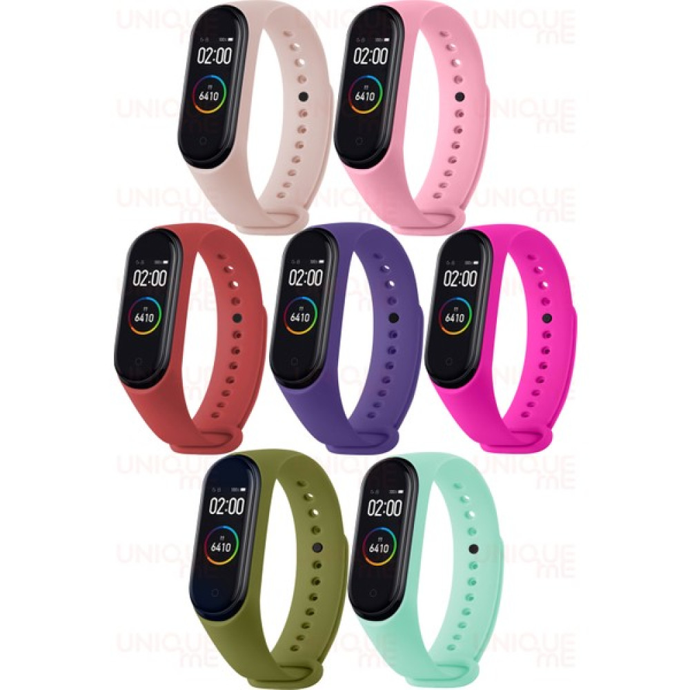 HOFFICE Xiaomi Mi Band 3 ve Mi Band 4 Uyumlu Yüksek Kalite Silikon Kordon Seti - Rose - Pembe - Kırmızı - Mor - Fuşya - Z.Yağı Yeşili - Nil Giyilebilir Teknoloji Aksesuarları Fiyatı