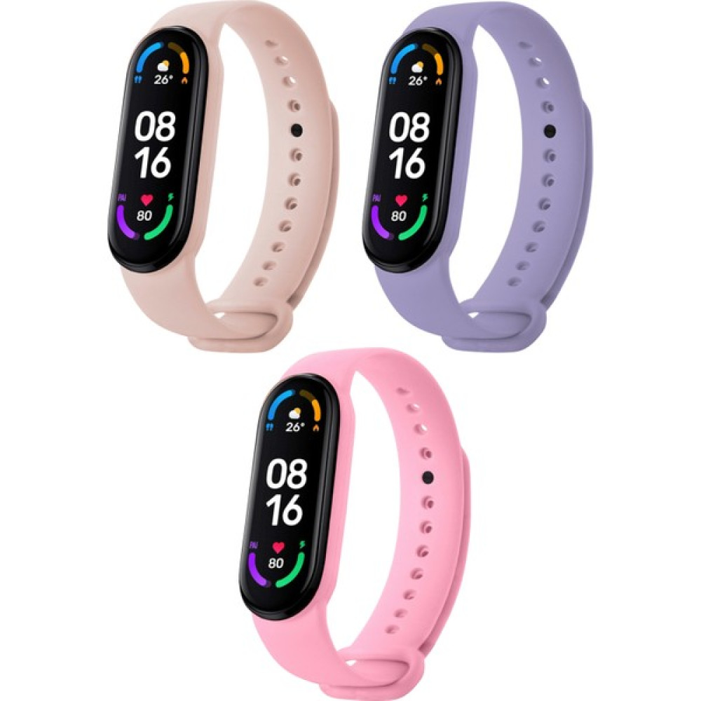HOFFICE Xiaomi Mi Band 5 ve Mi Band 6 Uyumlu Yüksek Kalite Silikon Kordon Seti - Rose Gold - Lila - Pembe Giyilebilir Teknoloji Aksesuarları Fiyatı