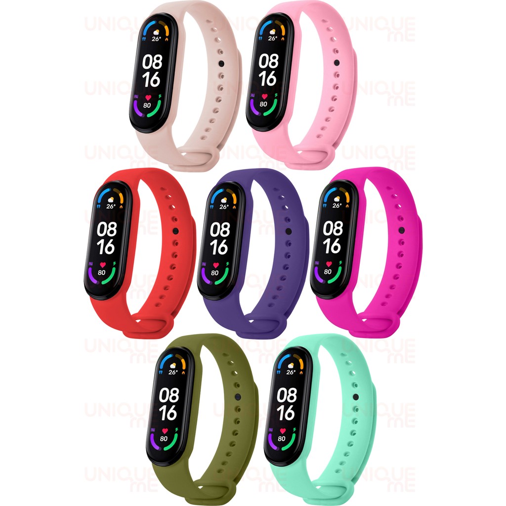 Hoffice Xiaomi Mi Band 5 ve Mi Band 6 Uyumlu Yüksek Kalite Silikon Kordon Seti - Rose - Pembe - Kırmızı - Mor - Fuşya - Z.Yağı Yeşili - Nil Cep Telefonu Fiyatı