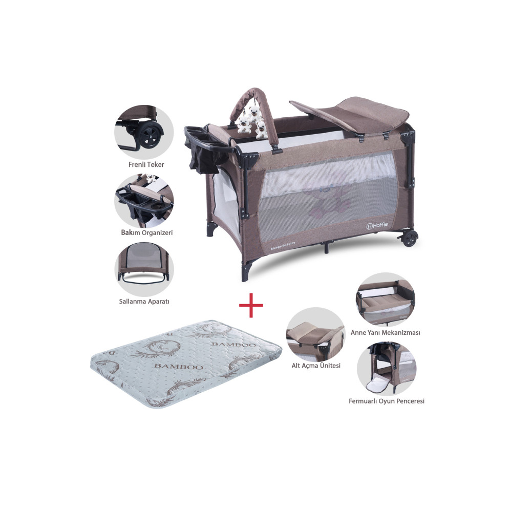 Hoffie Sleep Side Play Anne Yanı Park Yatak Sallanır Cibinlikli Oyun Parkı Beşik 70X110 Cm Yatak Hediyeli Dış Mekan & Bahçe Oyuncakları Fiyatı