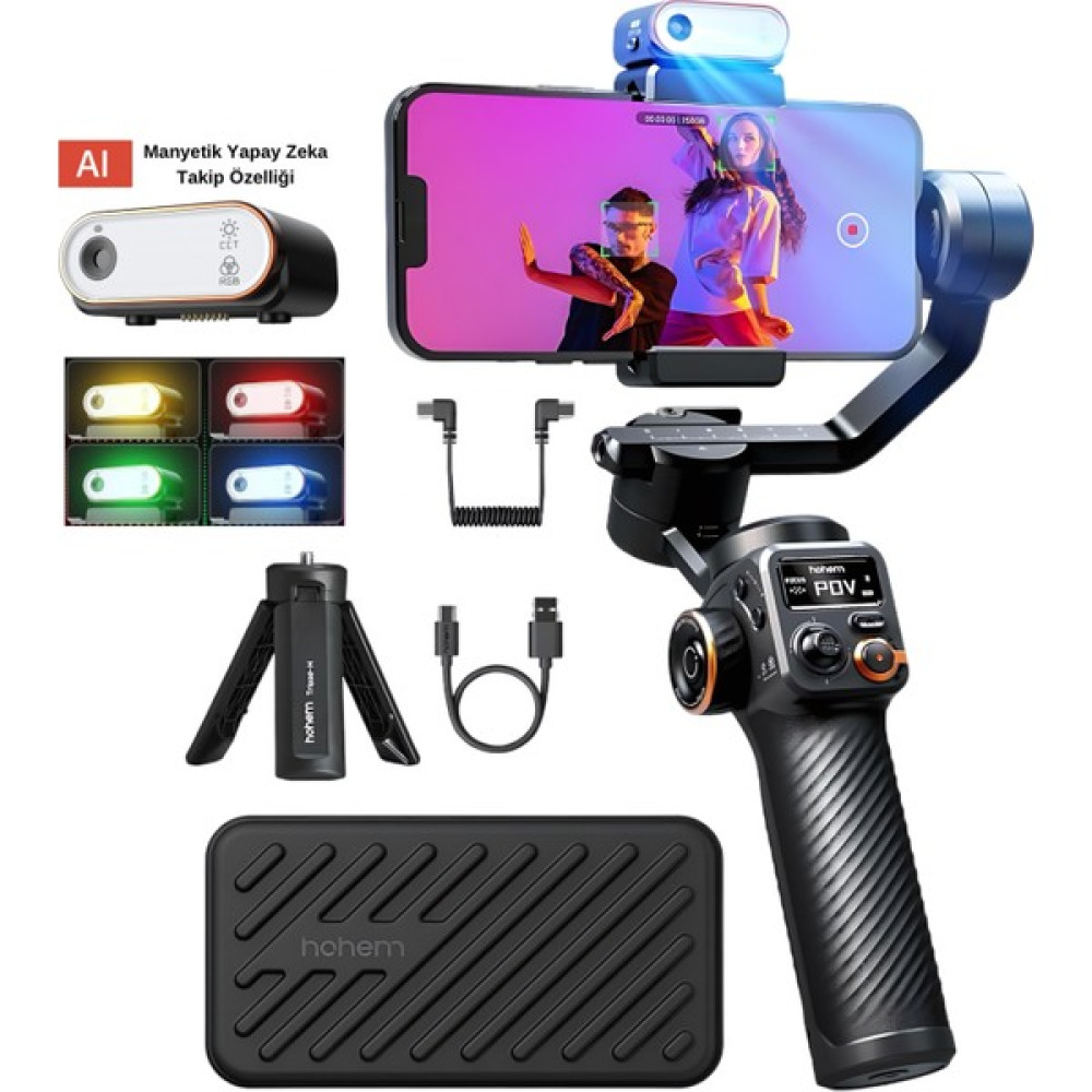 Hohem iSteady M6 Kit Yapay Zeka Takip Sensörlü 3 Eksenli Telefon Sabitleyici Gimbal Video Kamera Aksesuarları Fiyatı