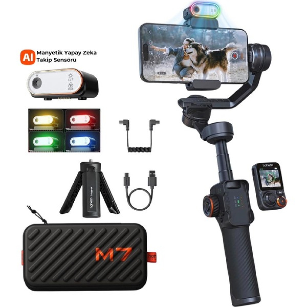 Hohem Isteady M7 Kit Yapay Zeka Takip Sensörlü 3 Eksenli Telefon Sabitleyici Gimbal Video Kamera Aksesuarları Fiyatı