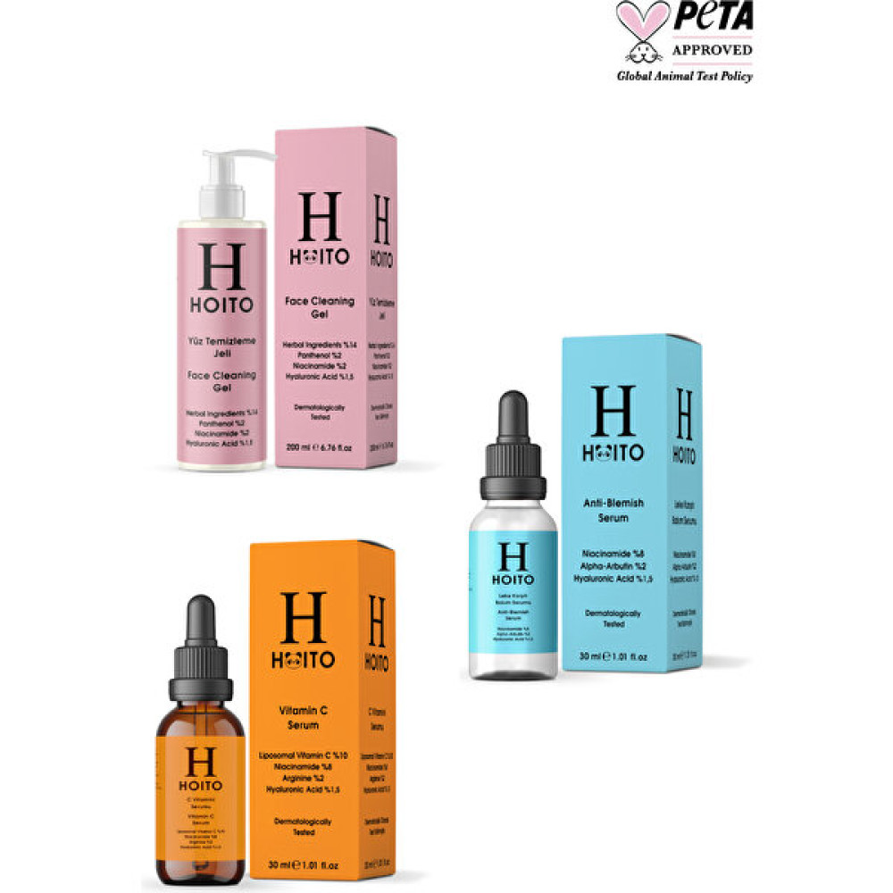 HOITO Yüz Temizleme Jeli 200ML & Hyalüronik Asit Serum 30ML & C Vitamini Serumu 30ML 3'lü Set Cilt ve Yüz Bakımı Fiyatı