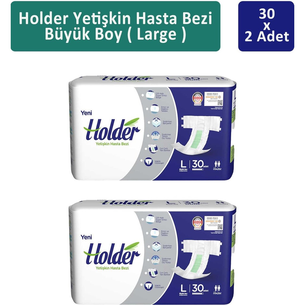Holder Yetişkin Hasta Bezi Büyük Boy ( Large ) 30 X 2 Adet - L Hasta Bezleri ve Temizliği Fiyatı