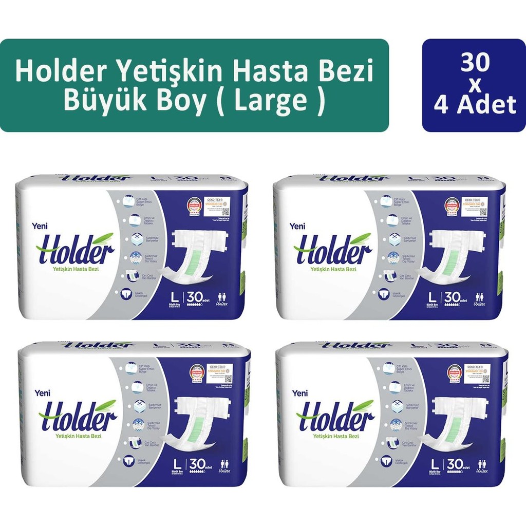 Holder Yetişkin Hasta Bezi Büyük Boy ( Large ) 30 X 4 Adet - L Hasta Bezleri ve Temizliği Fiyatı