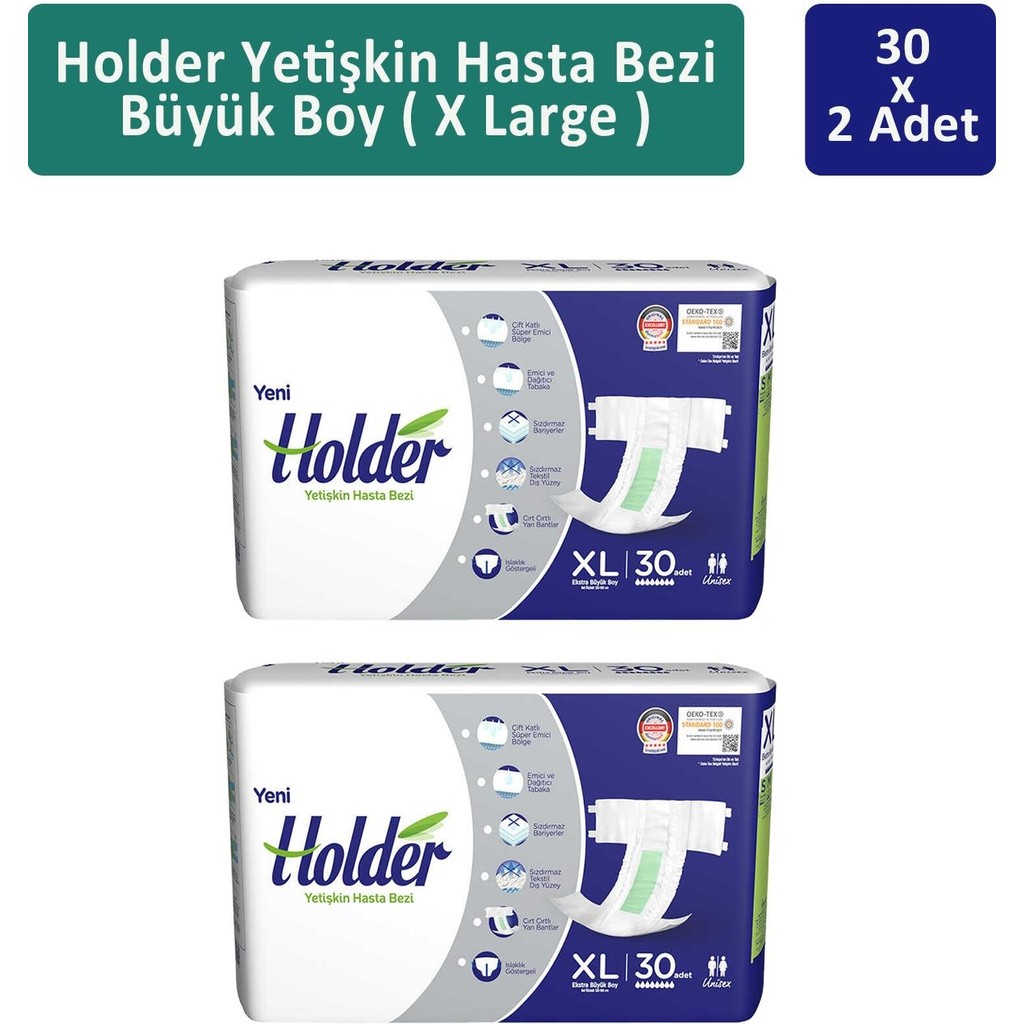 Holder Yetişkin Hasta Bezi Ekstra Büyük Boy ( X Large ) 30 X 2 Adet - XL Hasta Bezleri ve Temizliği Fiyatı