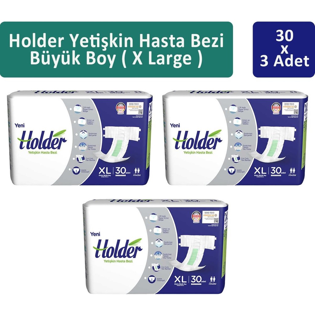 Holder Yetişkin Hasta Bezi Ekstra Büyük Boy ( X Large ) 30 X 3 Adet - XL Hasta Bezleri ve Temizliği Fiyatı