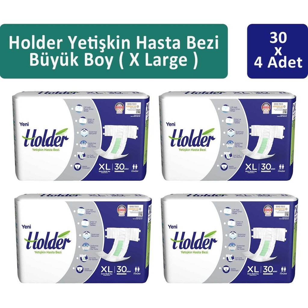 Holder Yetişkin Hasta Bezi Ekstra Büyük Boy ( X Large ) 30 X 4 Adet - XL Hasta Bezleri ve Temizliği Fiyatı