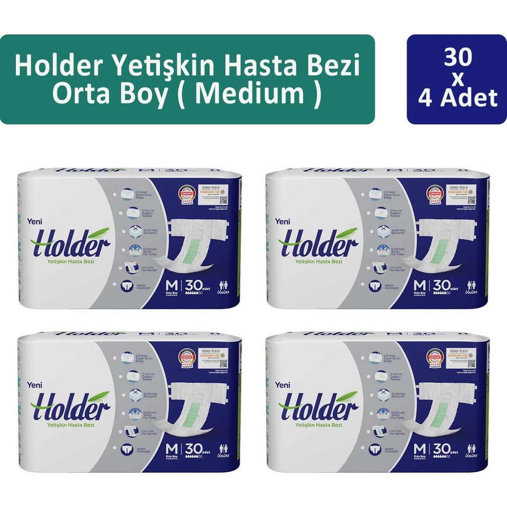 Holder Yetişkin Hasta Bezi Orta Boy ( Medium ) 30 X 4 Adet Hasta Bezleri ve Temizliği Fiyatı