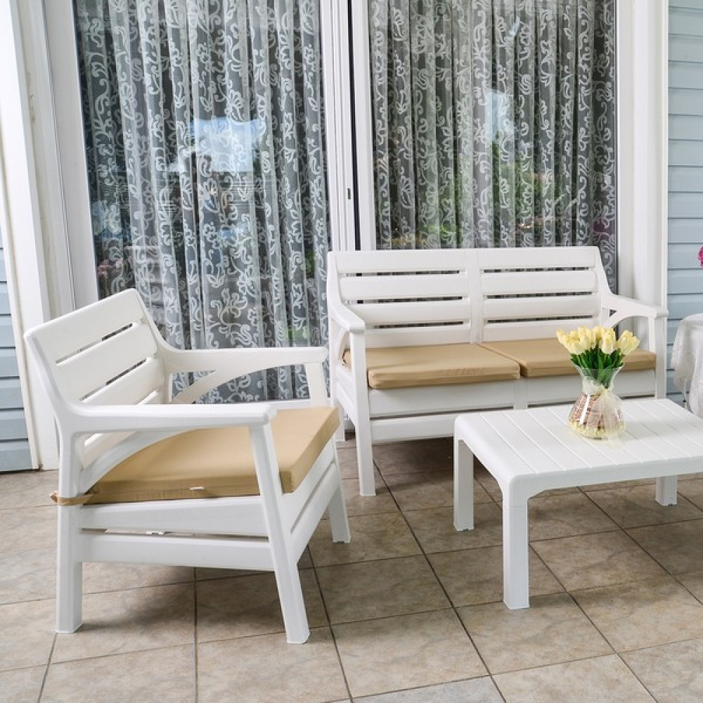 Holiday HK-800 Miami Set Bahçe Mobilyası - Balkon Seti-Beyaz - Beyaz Bahçe Mobilyası Takımı Fiyatı