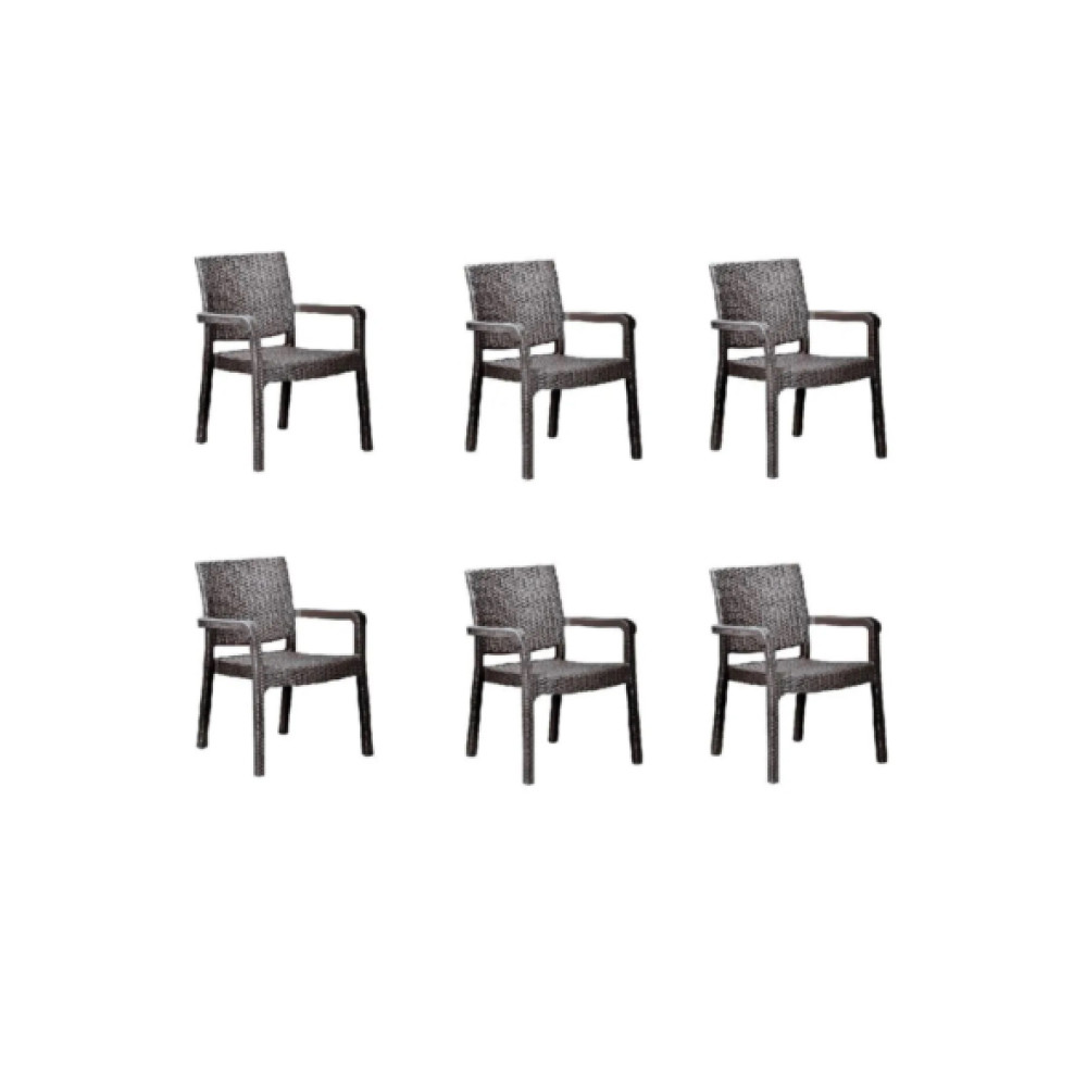 Holiday Troya Rattan Desen Koltuk Kahverengi  6'Li Set Masa - Sandalye & Tabure Fiyatı