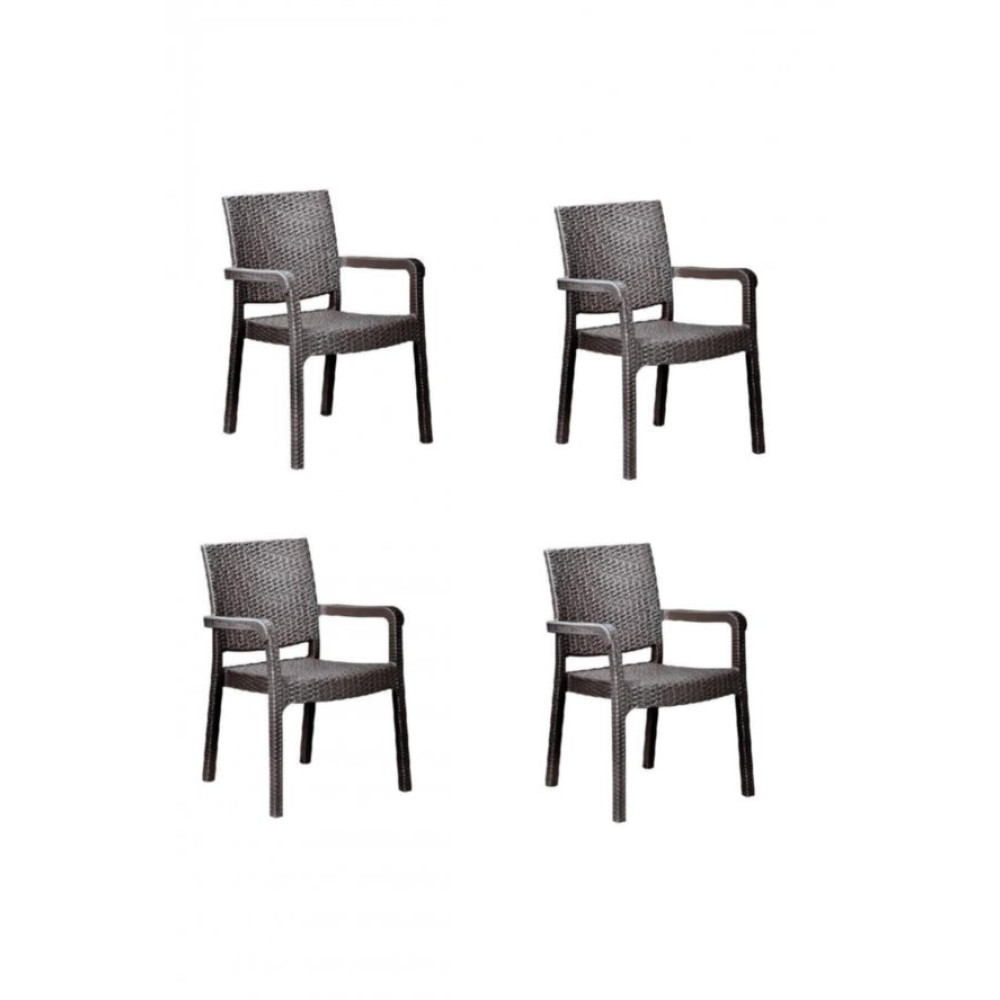 Holiday Troya Rattan Koltuk Kahverengi 4'Lü Set Masa - Sandalye & Tabure Fiyatı
