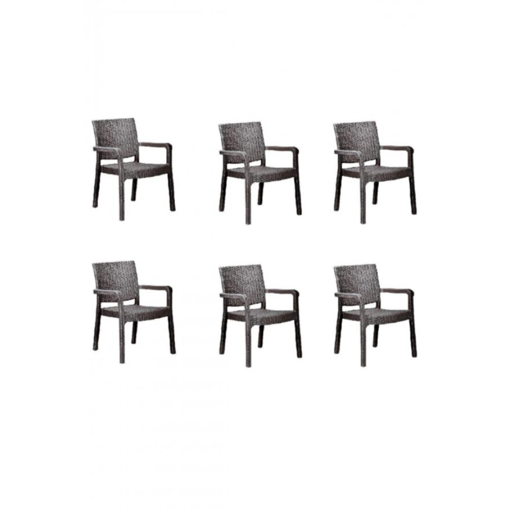 Holiday Troya Rattan Koltuk Kahverengi | 6'Lı Set Hk-730Khv6 Masa - Sandalye & Tabure Fiyatı