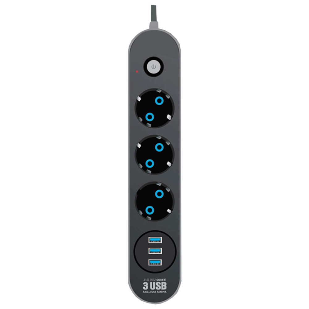 Holly Akım Korumalı Grup Priz ve 3lü USB Şarj Aleti 2500 Watt Prizler Fiyatı