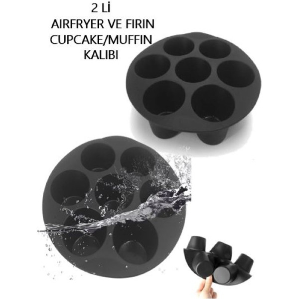 Holly Home 2'li Airfryer Silikon Pişirme Kalıbı Yuvarlak Kek Muffin Kalıbı 7 Bölmeli x 2 Adet Kek Kalıpları Fiyatı