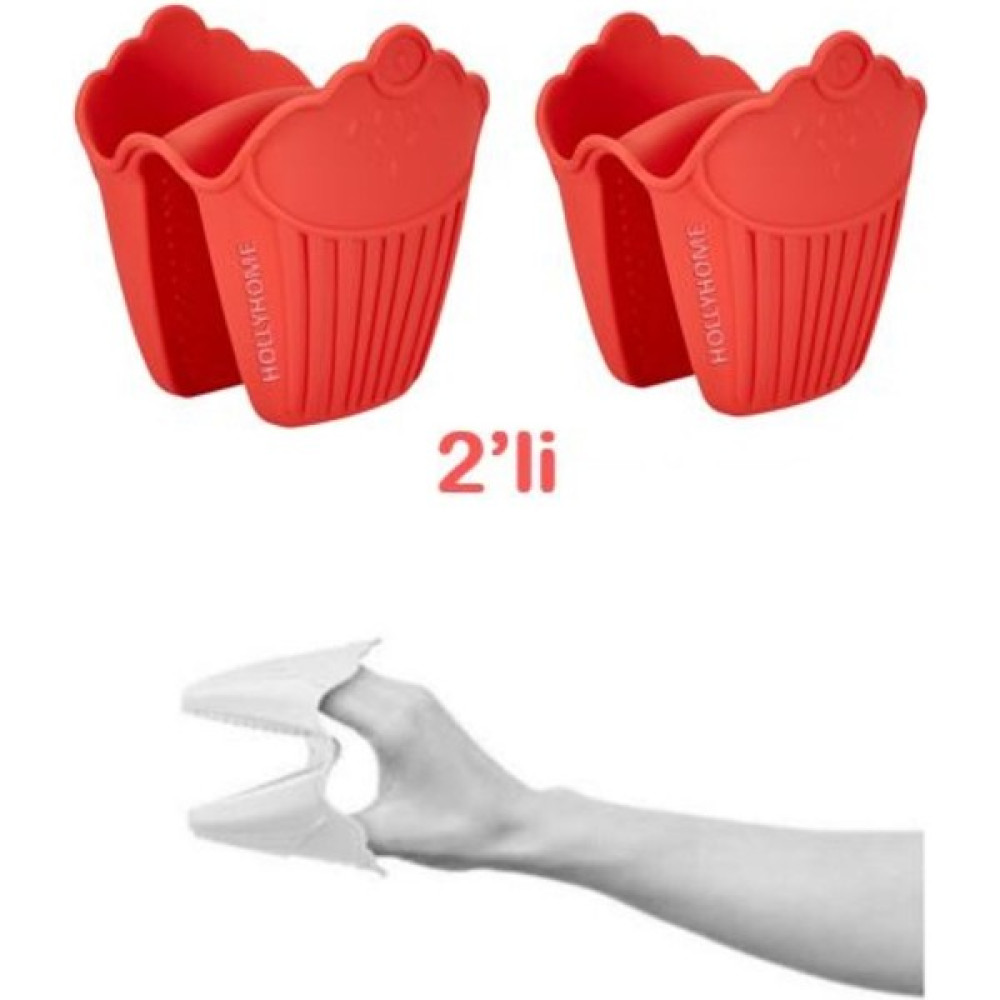 Holly Home 2'li Silikon Cupcake Kırmızı Fırın Eldiveni, Tepsi Tutacağı, Mikrodalga Tutacak, Yanmaz Eldiven Mutfak Gereçleri Fiyatı