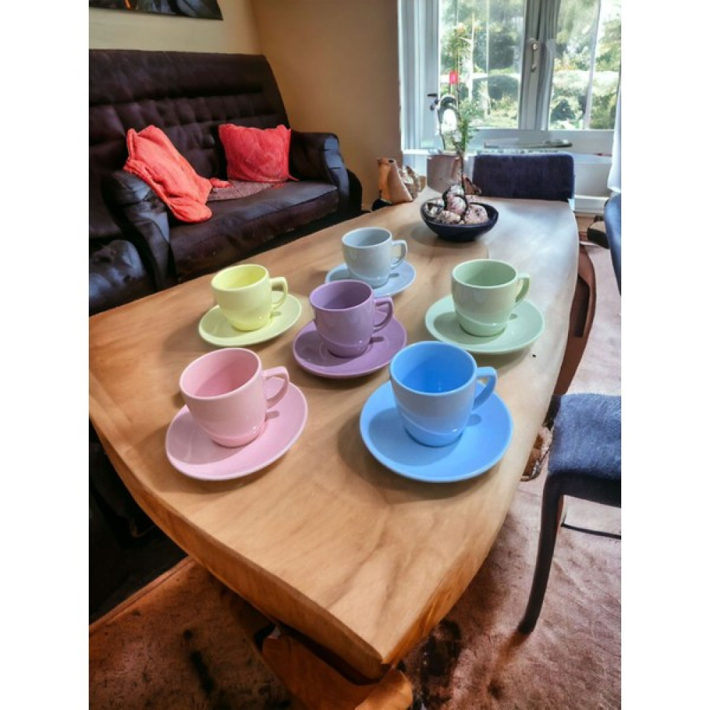 Holly Home 6 Kişilik 12 Parça Seramik Türk Kahvesi Fincan Seti Stackable Çay/nescafe Takımı Pudra Renkler 90ML - 90 ml Fincan / Bardak / Kahve Takımı Fiyatı