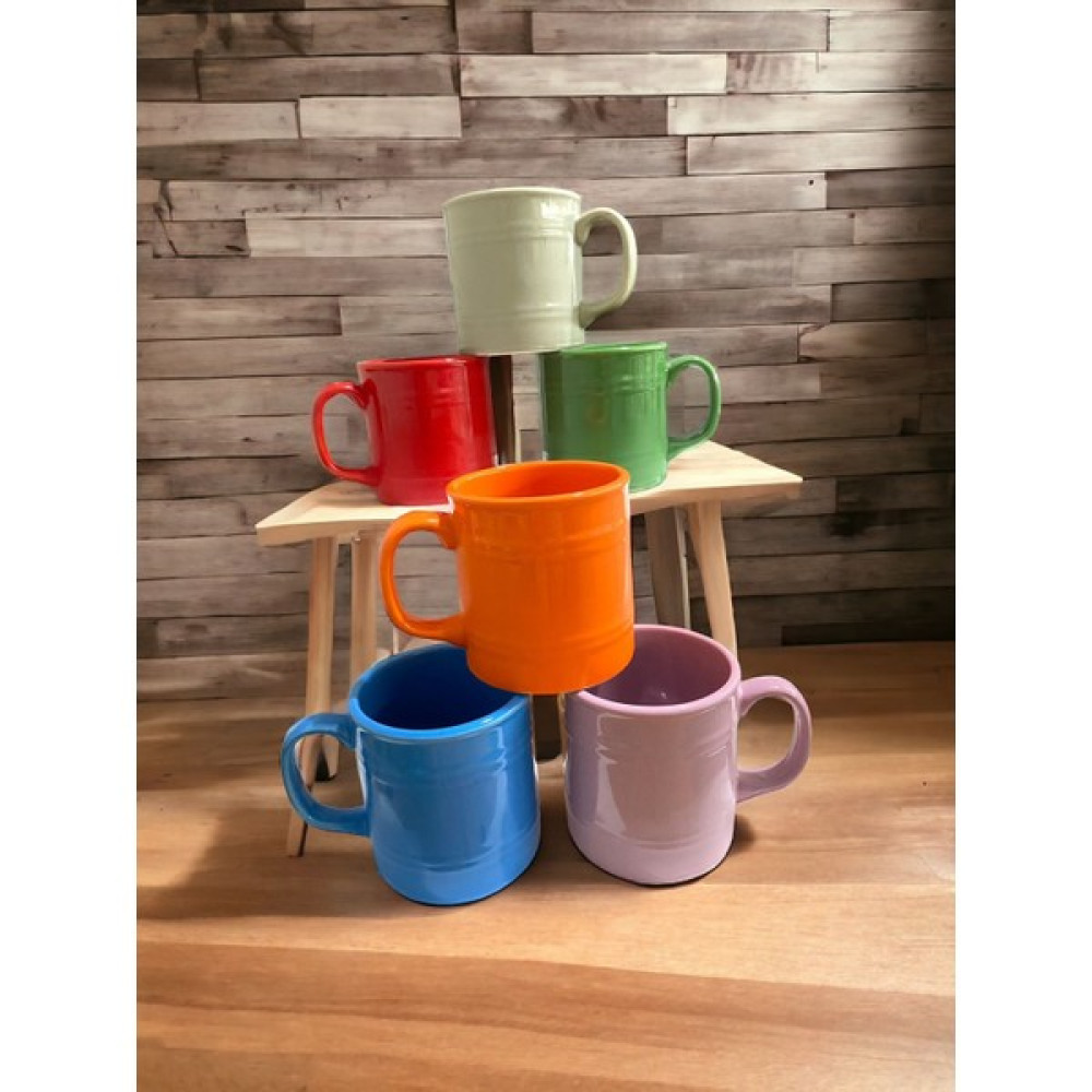 Holly Home 6 Kişilik Seramik Varil Kupa Takımı Parlak Koyu Renkler Kupa Seti 6X(300 ml 9 Cm) - Renkli - 300 ml Fincan / Bardak / Kahve Takımı Fiyatı