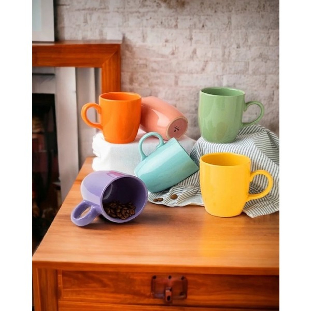 Holly Home 6’lı Gökküşağı Kupa Takımı Parlak Renkli Kupa Seti - 6 Adet - 300 ml Fincan / Bardak / Kahve Takımı Fiyatı