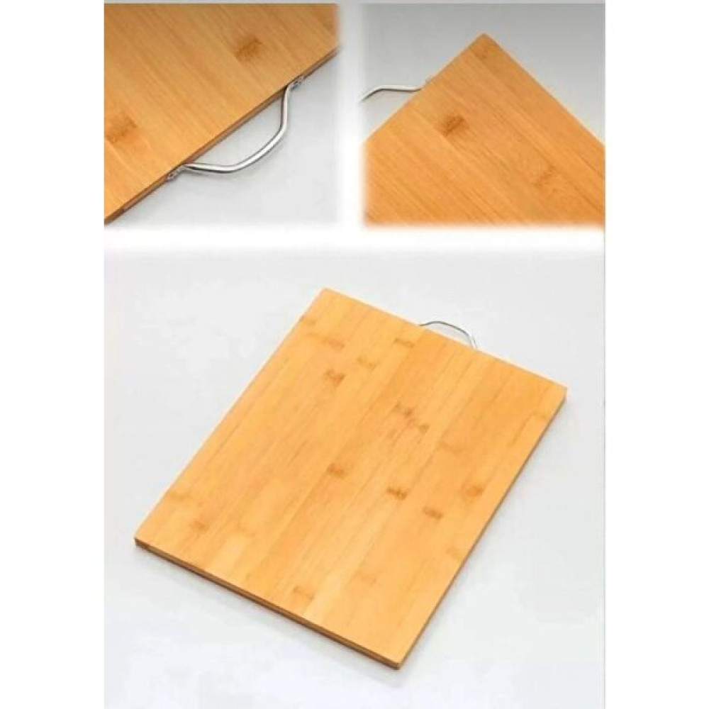 Holly Home Bambu Kesme Tahtası Lüx Büyük Boy Çelik Saplı Peynir Servis Sunum Tepsi Kesim Doğrama 32X22CM - 32 x 22 x 7 cm Servis Tepsisi Fiyatı