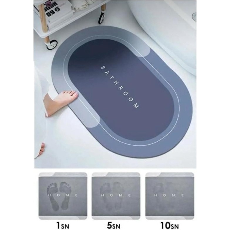 Holly Home Oval Kaymaz Taban Bathroom Banyo Paspası Su Emici Şık Tasarım Abdest Paspası 40*60 cm - Lacivert - 40 x 60 cm Araca Özel Paspaslar Fiyatı