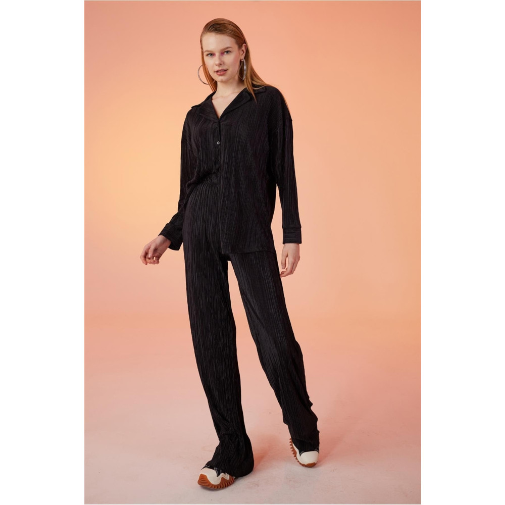 HOLLY LOLLY Düğme Kapamalı Comfy Oversize Gömlek Siyah S Beden Kadın Gömlek Fiyatı