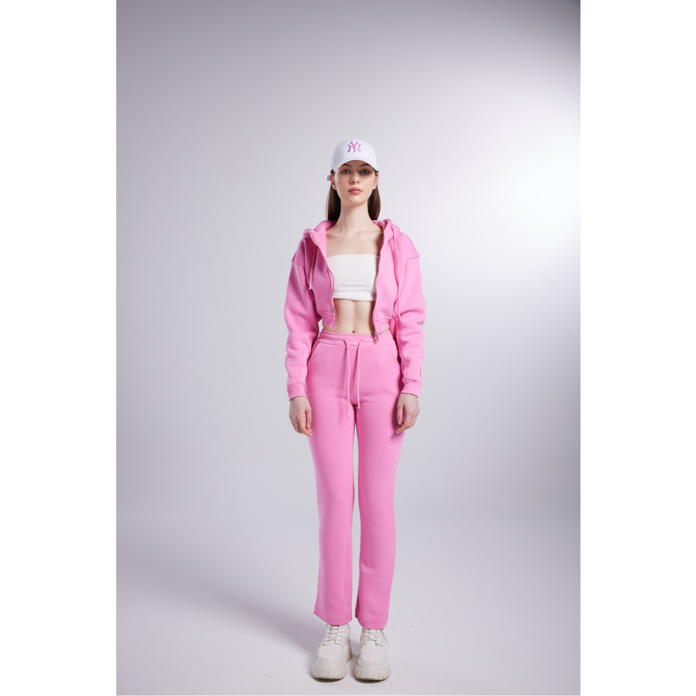HOLLY LOLLY Kadın Pembe Yüksek Bel Straight Kesim Şardonlu Mixed Eşofman Altı L Beden Kadın Eşofman Fiyatı