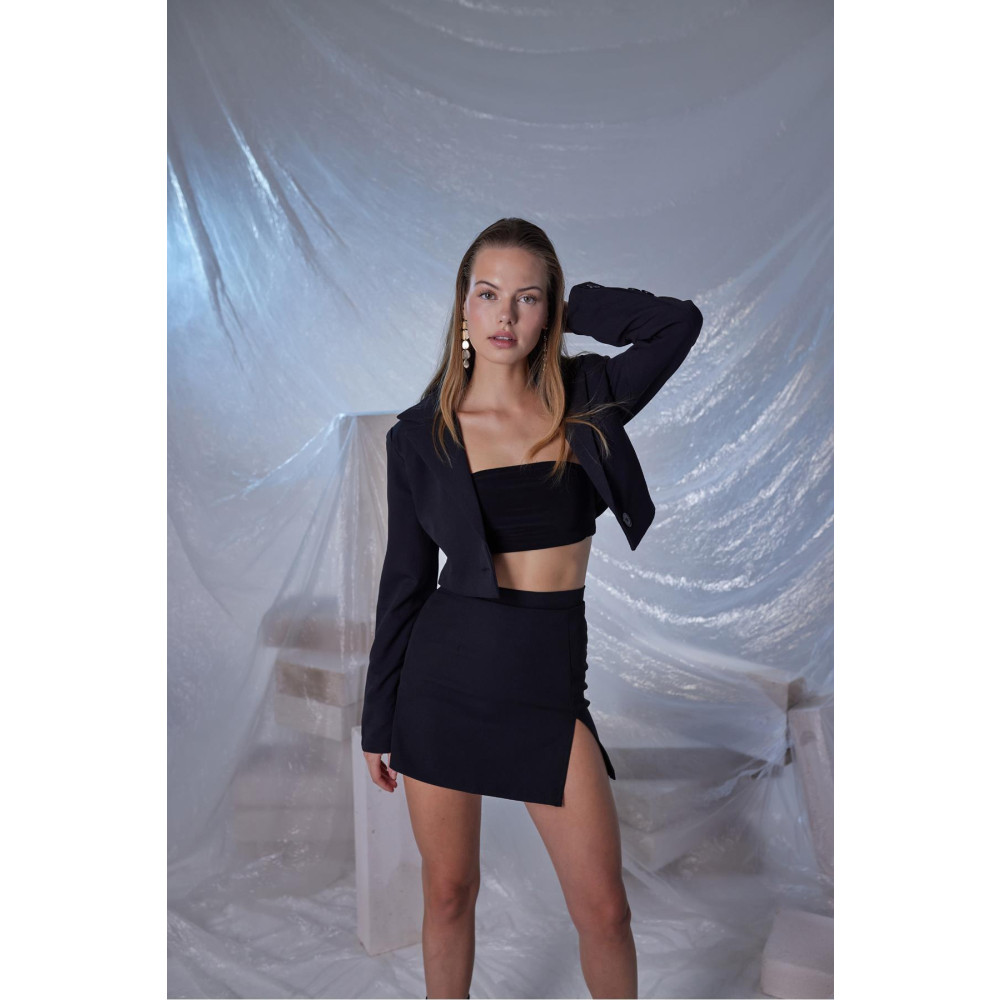 HOLLY LOLLY Mini Boy Yırtmaç Detaylı Panky Etek Siyah XS Beden Etek Fiyatı