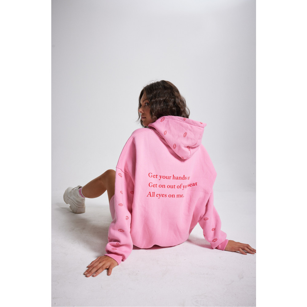HOLLY LOLLY Oversize Kapüşonlu Unisex Eye Sweatshirt Pembe STD Beden Bayan Sweatshirt Fiyatı