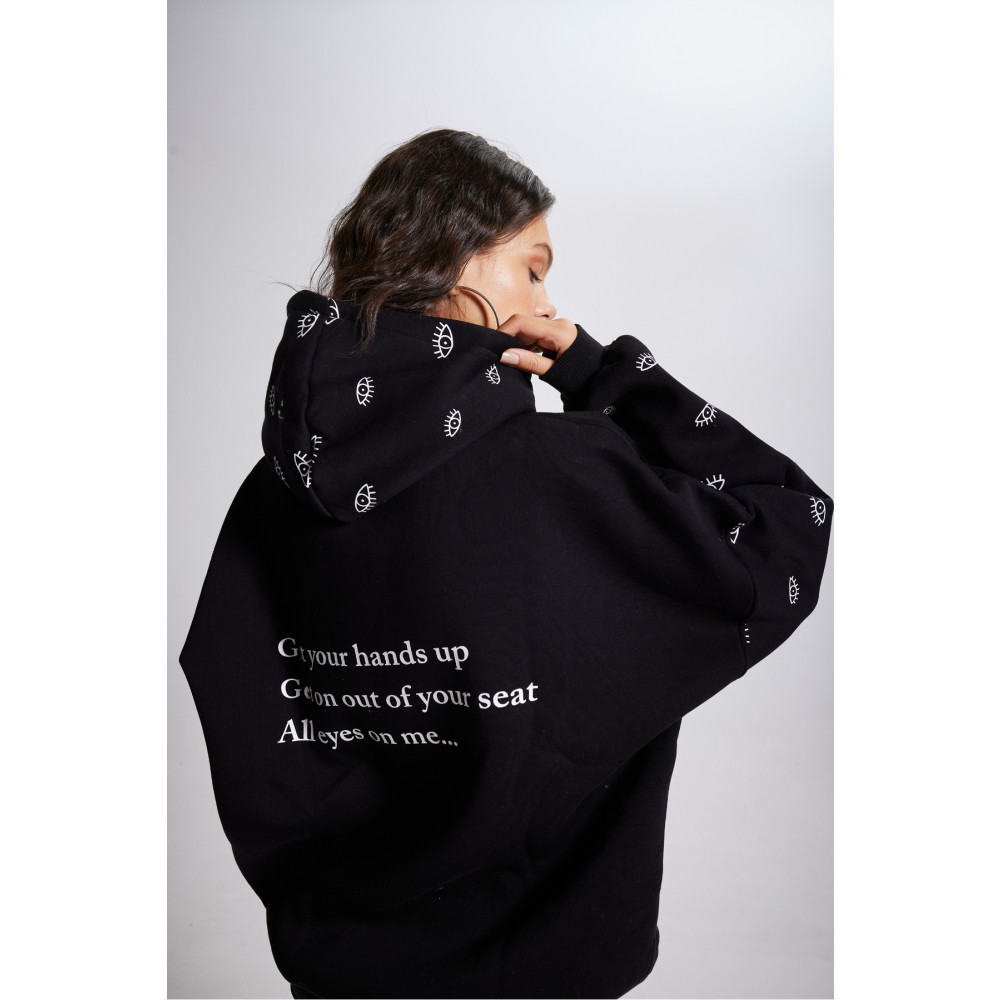 HOLLY LOLLY Oversize Kapüşonlu Unisex Eye Sweatshirt Siyah STD Beden Bayan Sweatshirt Fiyatı