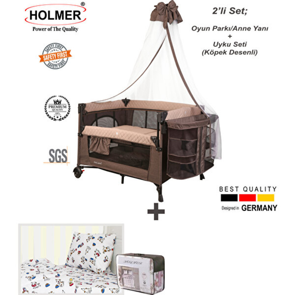 Holmer Coolstyle 2'li Set Anne Yanı Kahverengi + Bebek Uyku Seti Köpek Desenli - 70 x 110 cm Park Yatak / Oyun Parkı Fiyatı
