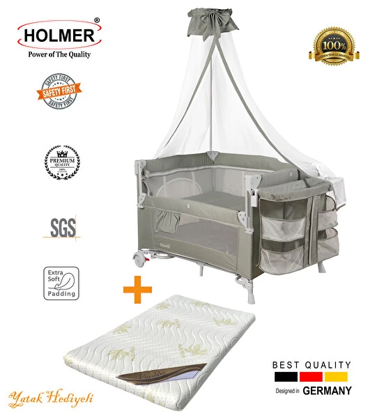 Holmer Coolstyle Cibinlikli Anne Yanı Oyun Parkı 70x110 CM Açık Gri - Aloevera Yatak Bebek Oyun Parkı & Beşikleri Fiyatı