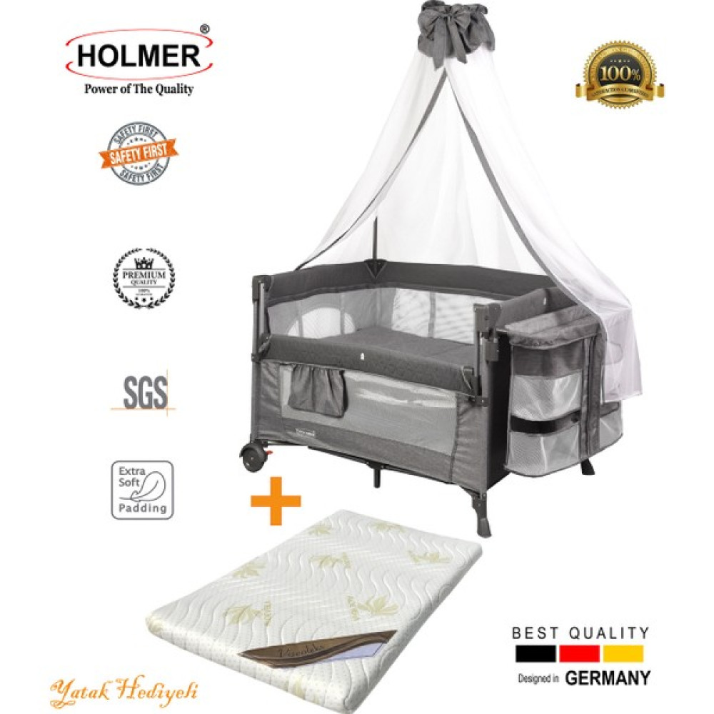 Holmer Coolstyle Cibinlikli Anne Yanı Oyun Parkı 70X110CM Gri+Aloevera Yatak - 70 x 110 cm - Gri Park Yatak / Oyun Parkı Fiyatı