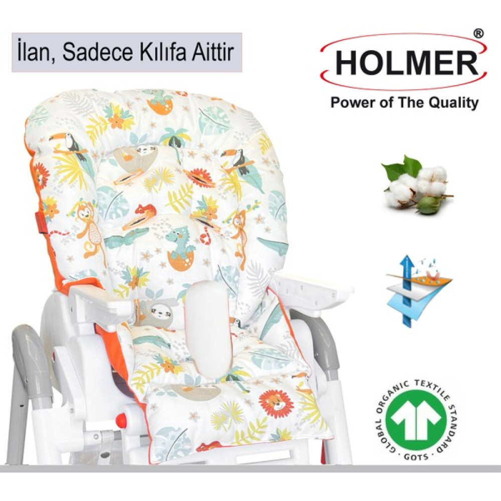 Holmer Kids Leke Tutmaz Organik Mama Sandalyesi Minderi & Kılıfı Max-M - Açık Gri Mama Sandalyesi ve Aksesuarı Fiyatı