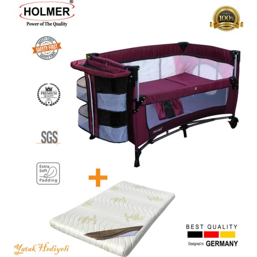 Holmer Kids Maxi Comfort Coolstyle Anne Yanı Oyun Parkı/beşik 70X110CM Mürdüm+Aloevera Yatak - 70 x 110 cm - Mürdüm Park Yatak / Oyun Parkı Fiyatı