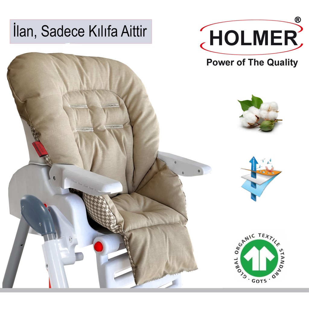 Holmer Leke Tutmaz Organik Mama Sandalyesi Minderi & Kılıfı Max-T - Bej Diğer Fiyatı