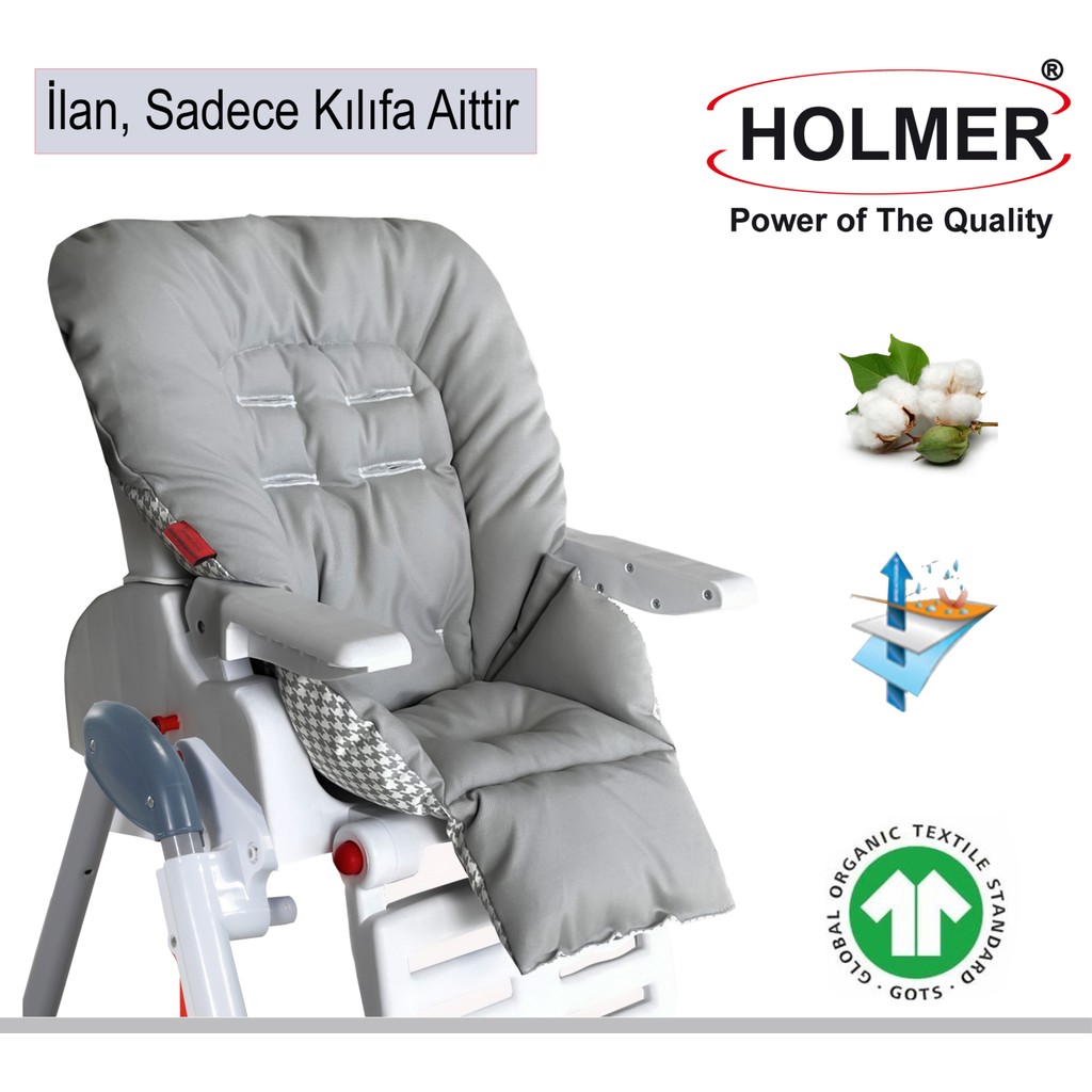 Holmer Leke Tutmaz Organik Mama Sandalyesi Minderi & Kılıfı Max-T - Gri Diğer Fiyatı