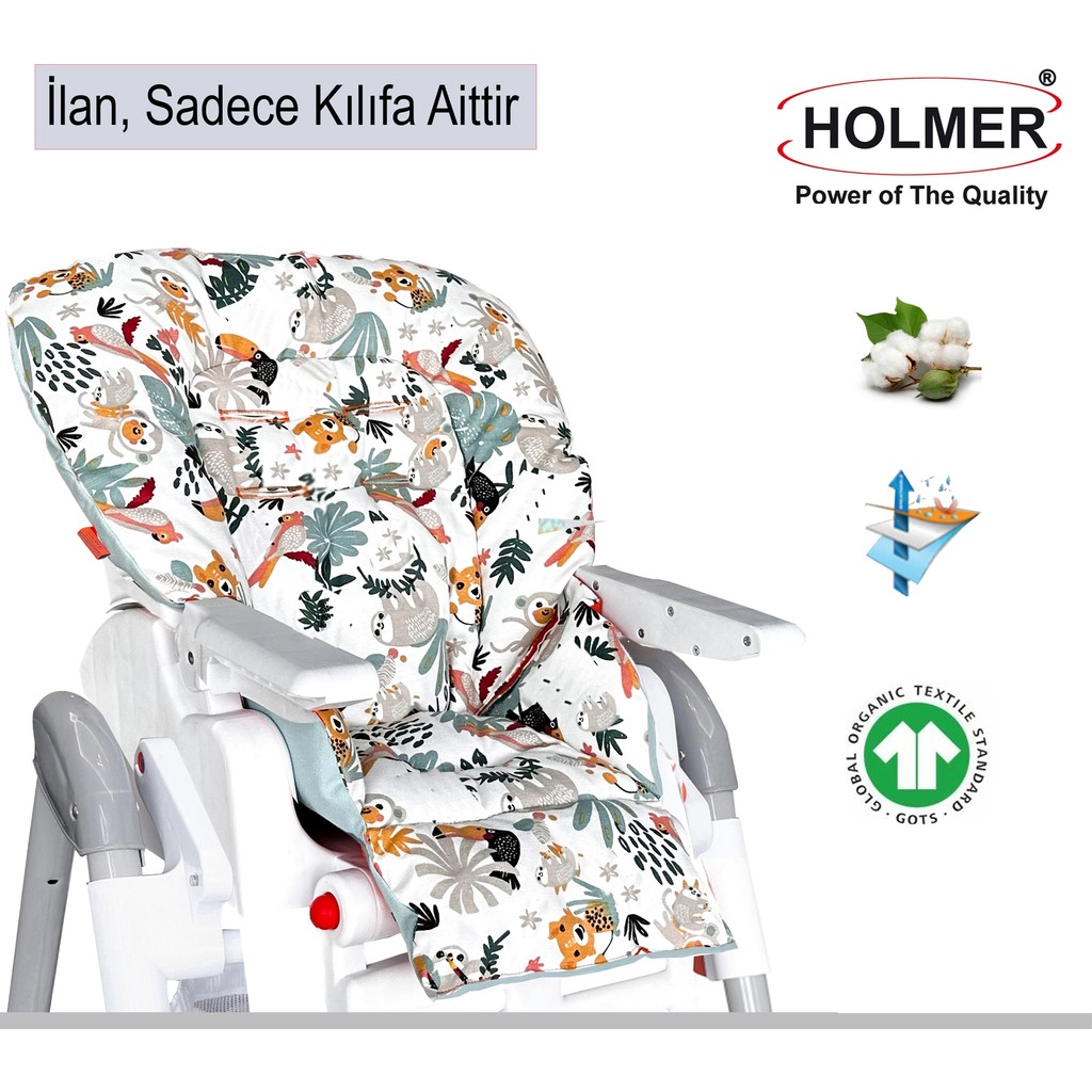 Holmer Leke Tutmaz Organik Mama Sandalyesi Minderi & Kılıfı Max-T - Su Yeşili Diğer Fiyatı