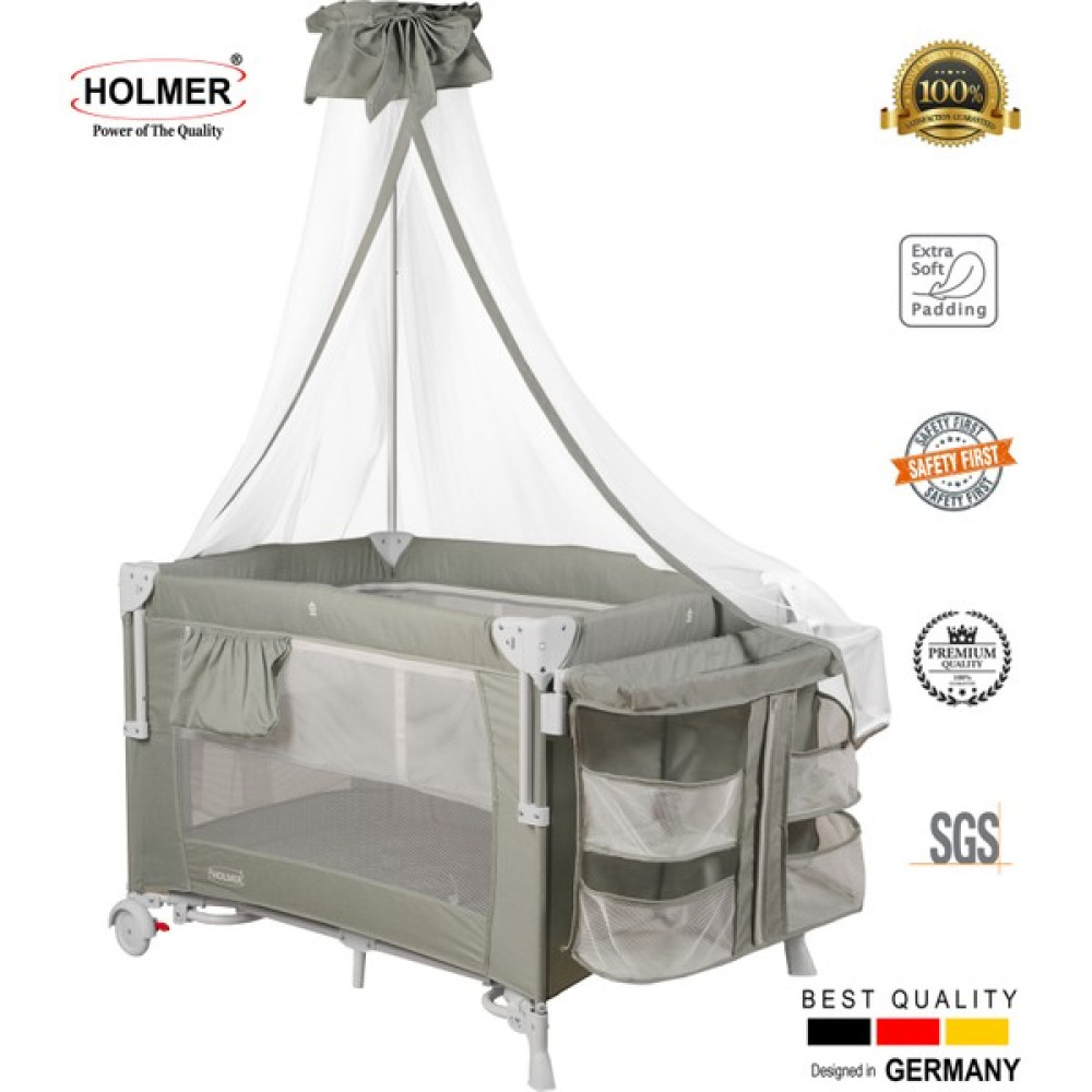Holmer Maxi Comfort Coolstyle Anne Yanı Deluxe Kumaş Cibinlikli Oyun Parkı 70X110CM - 70 x 110 cm - Açık Gri Park Yatak / Oyun Parkı Fiyatı