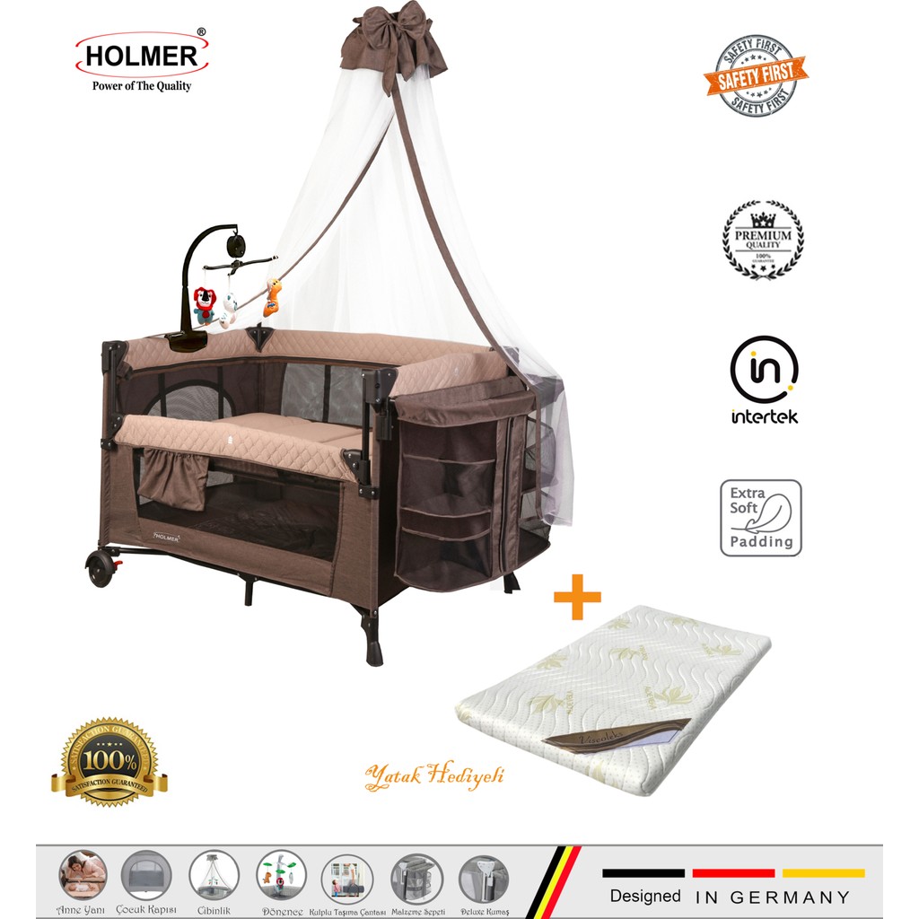 Holmer (Yatak Hediyeli) Coolstyle Maxi Cibinlikli Dönenceli Anne Yanı Park Yatak 70X110CM + Yatak - 70 x 110 cm - Bej Bebek Oyun Parkı & Beşikleri Fiyatı