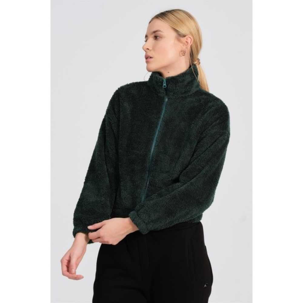 Holo Generation Arıa Kadın Yeşil Fermuarlı Oversize Peluş Mont Bayan Mont Fiyatı